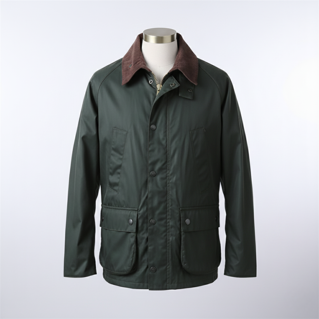 Men’s Utility Zip-Front Field Jacket with Contrast Collar