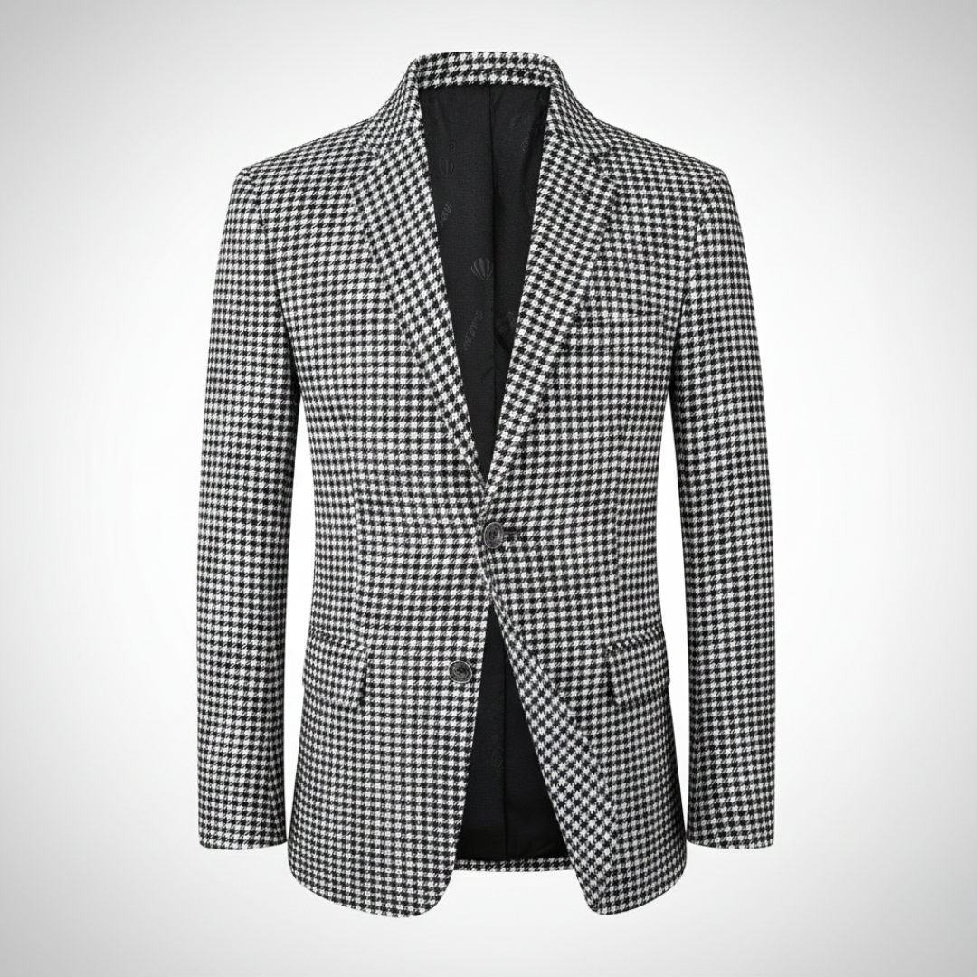 Men’s Houndstooth Single-Button Jacket