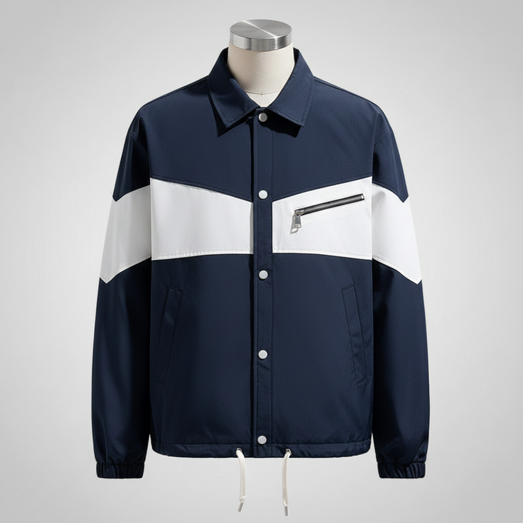 Men’s Button-Front Colorblock Casual Jacket