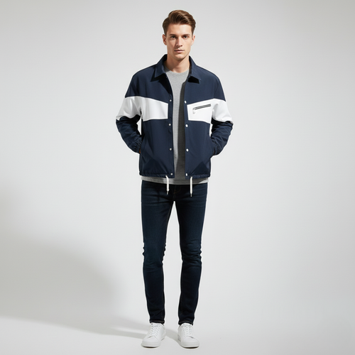 Men’s Button-Front Colorblock Casual Jacket
