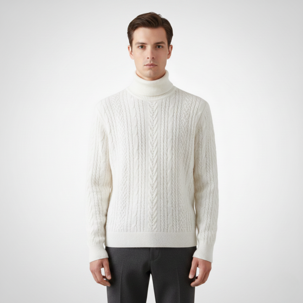 Men’s Cable Mock Neck Sweater