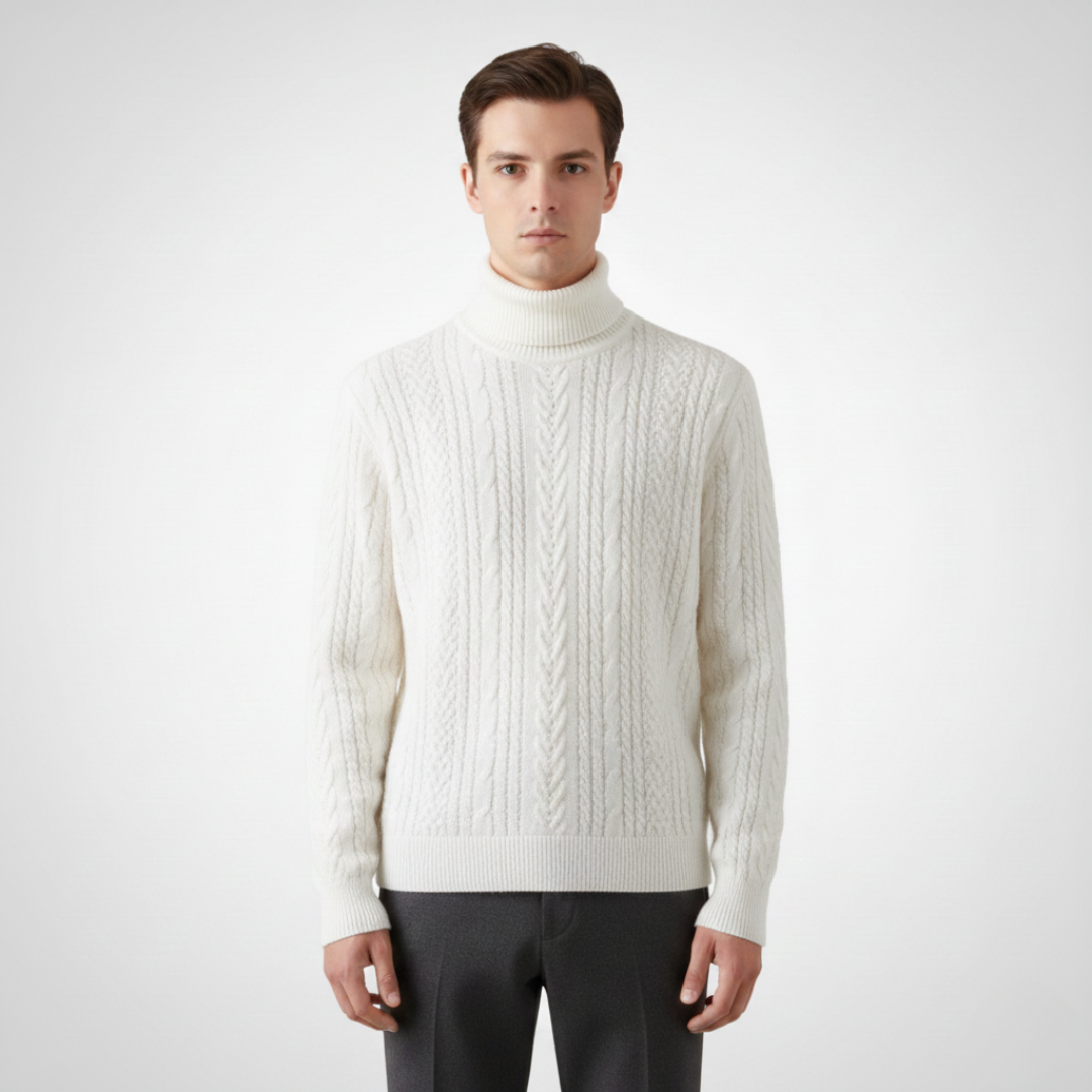 Men’s Cable Mock Neck Sweater