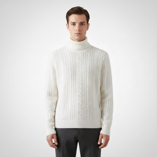 Men’s Cable Mock Neck Sweater