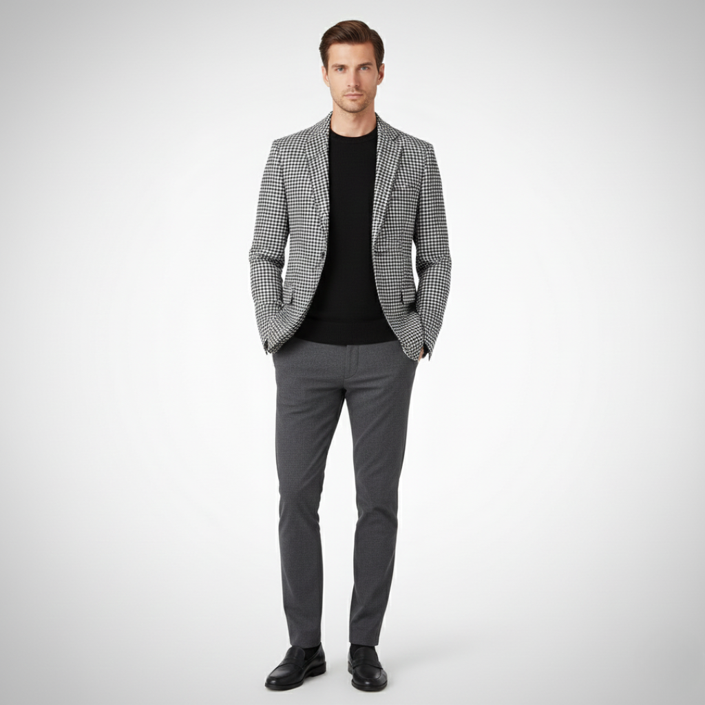 Men’s Houndstooth Single-Button Jacket