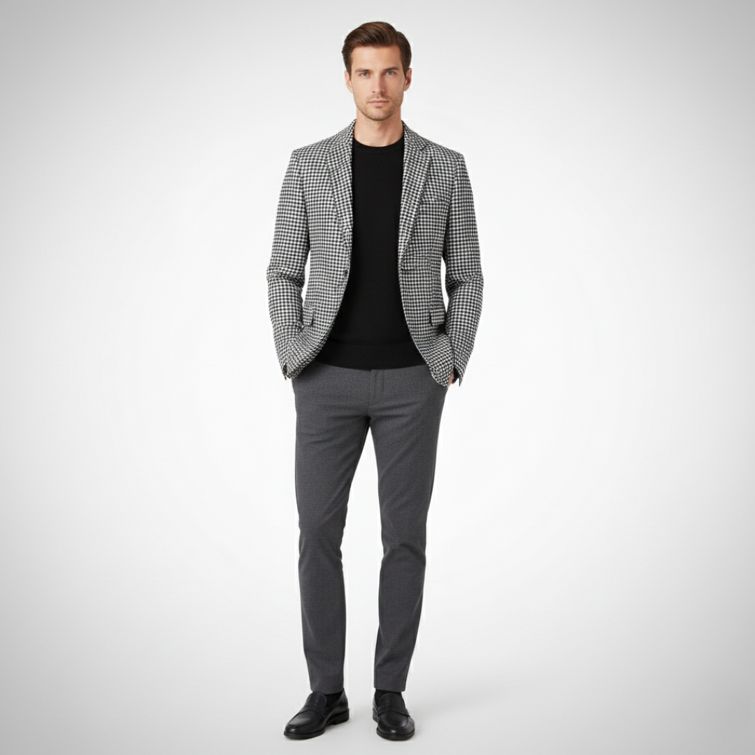 Men’s Houndstooth Single-Button Jacket