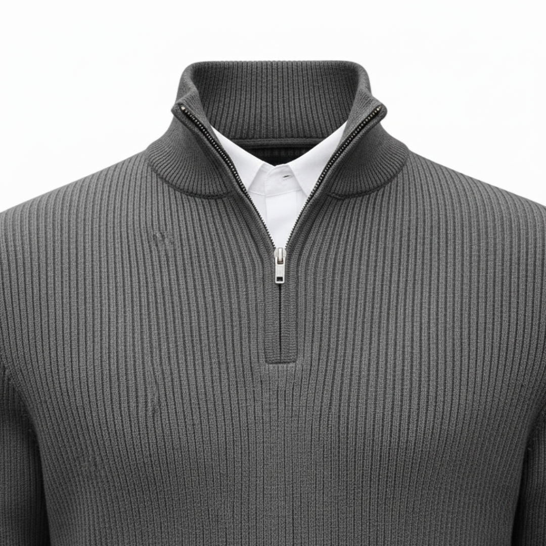 Men’s Half-Zip Ribbed Knit Sweater