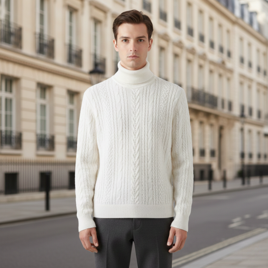 Men’s Cable Mock Neck Sweater